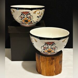 Set of 2 Canterbury Potteries Hand Painted RAVELLO 5.5" Coupe Soup Cereal Bowls